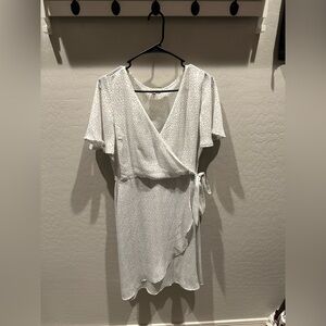 Gilli White Mini Wrap Dress with Black Micro Dots